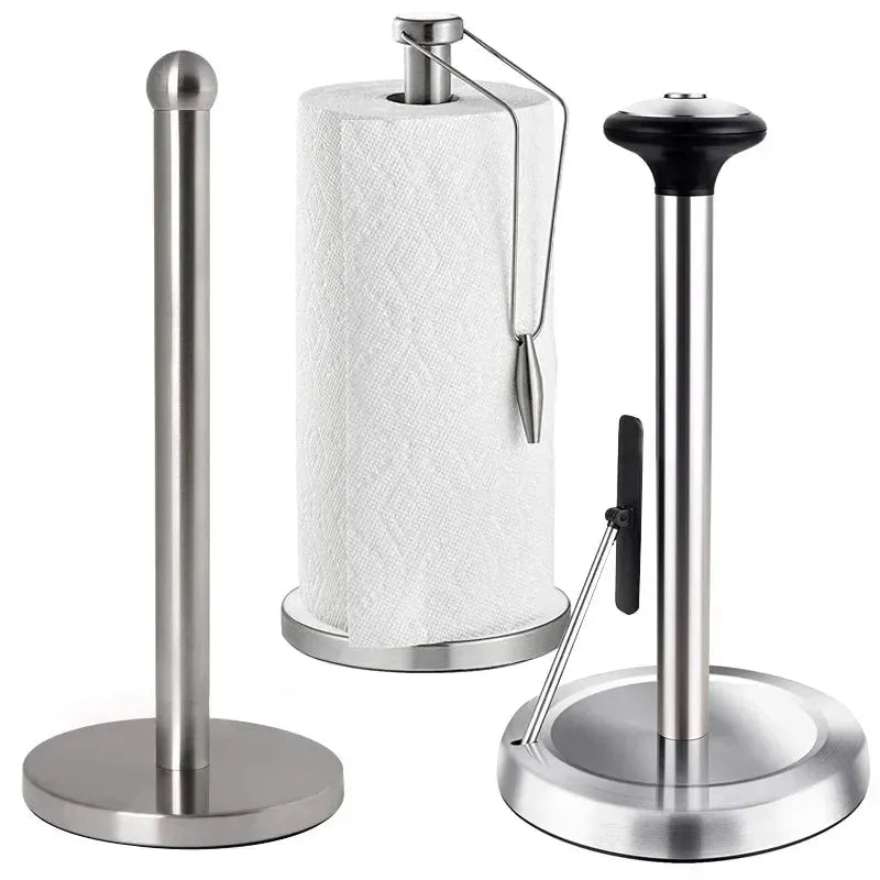 Kitchen Roll Paper Towel Rack Bathroom Stainless Steel Standing Paper Holder Silver Tissue Napkins Rack Home Table Decor New ZM