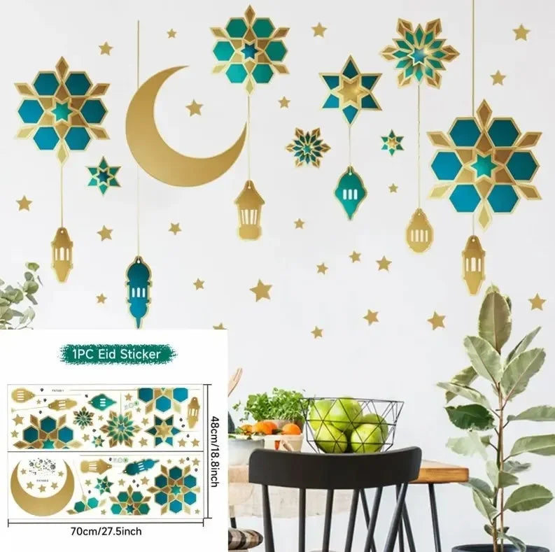 Eid Mubarak Wall Window Stickers Ramadan Decorations for Home 2025 Ramadan Kareem Islamic Muslim Party Decor Eid Mubarak Gifts