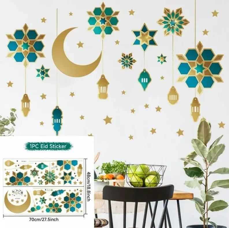 Eid Mubarak Wall Window Stickers Ramadan Decorations for Home 2025 Ramadan Kareem Islamic Muslim Party Decor Eid Mubarak Gifts