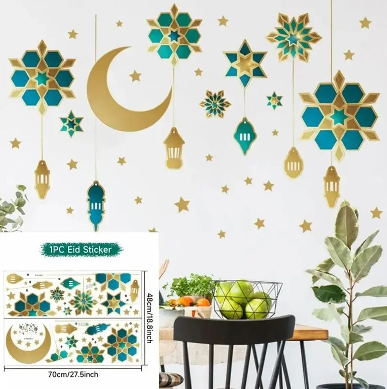 Eid Mubarak Wall Window Stickers Ramadan Decorations for Home 2025 Ramadan Kareem Islamic Muslim Party Decor Eid Mubarak Gifts