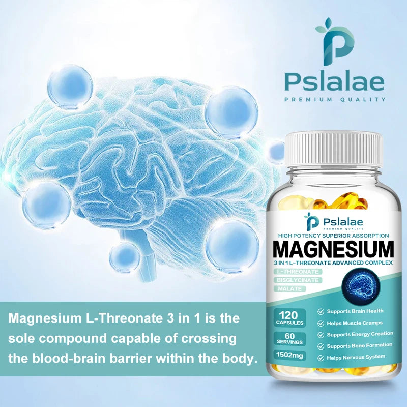 Magnesium L-Threonate Capsules - Supports Focus, Memory & Learning Brain Health Supports Quality of Sleep