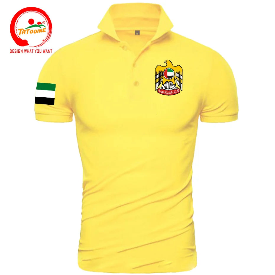 United Arab Emirates ARE UAE Emirati Polo Shirts Men Fashion 100% Cotton Polo Shirt Classic Country Flag Design Nation Team Tops