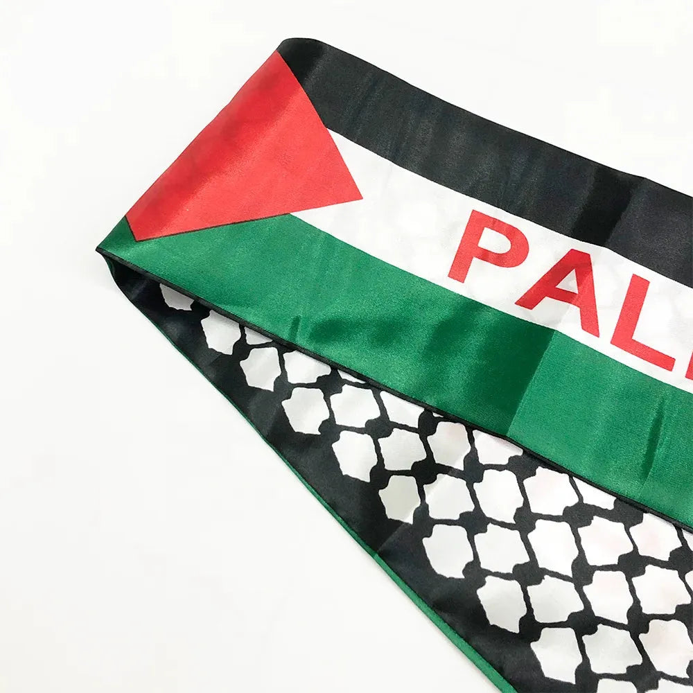 zwjflagshow 14*130cm Palestine flag Custom Scarf football team Scarf Printing Satin Palestinian Flag Scarf