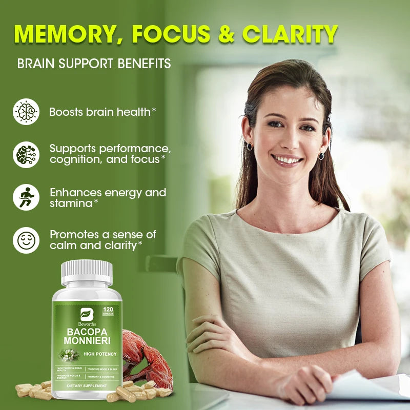 BEWORTHS Bacopa Monnieri Capsule Boosts Brain Health Supports Performance Cognition and Focus Enhances Energy and Stamina