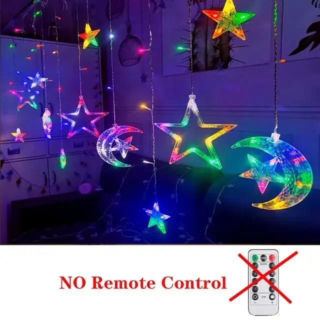 Star Moon Led Curtain Garland String Light EID Mubarak Ramadan Decoration for Christmas Home 2025 Islam Muslim E