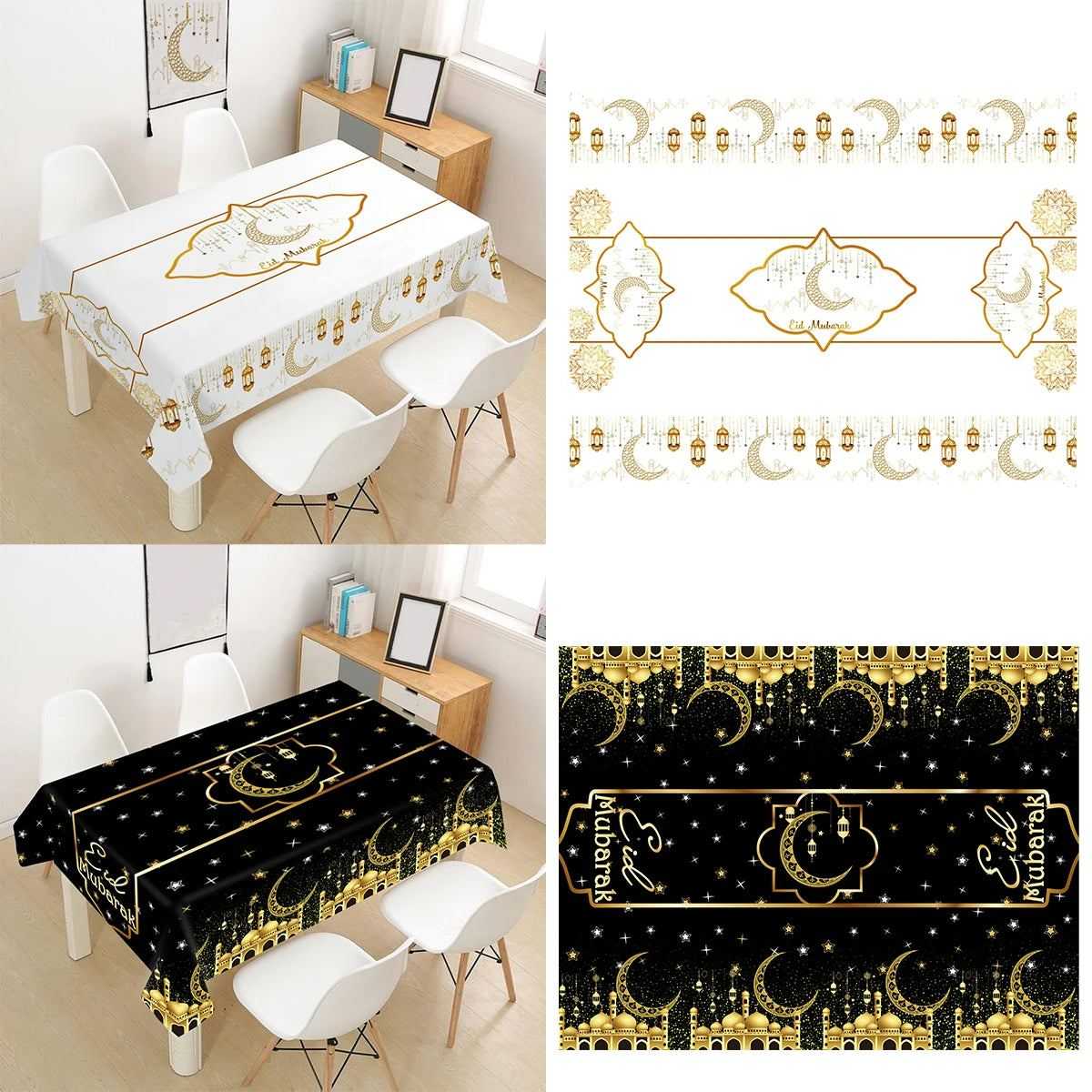 Eid Mubarak Table Runner Ramadan Tablecloths Ramadan Kareem Decoration for Home 2025 Islamic Muslim Party Eid Al Adha Gifts