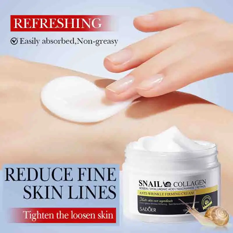 SADOER Snail Collagen Face Cream Faical Moisturizing Brightening Firming Hydrating Facial Creams Beauty Face Skin Care Products