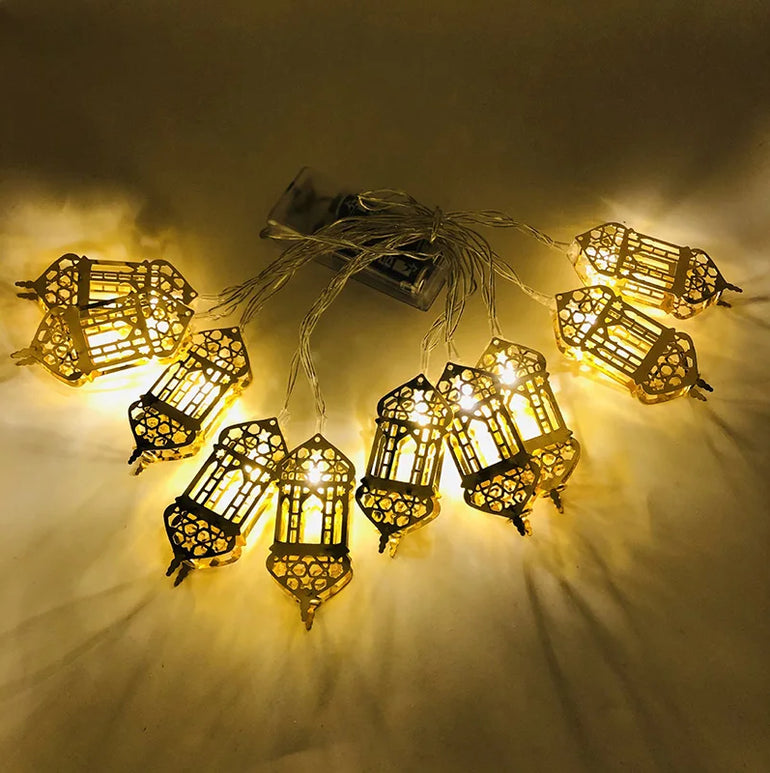 Moon Star Led String Lights EID Mubarak 2024 Ramadan Kareem Decoration For Home Islam Muslim Event Party Supplies Eid Al-Fitr