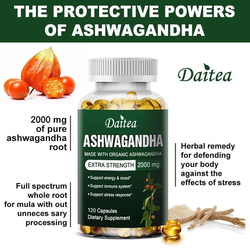 Organic Ashwagandha Specific Capsules Support Brain and Memory, Relieve Stress, Support Concentration, Deep Sleep, Unisex