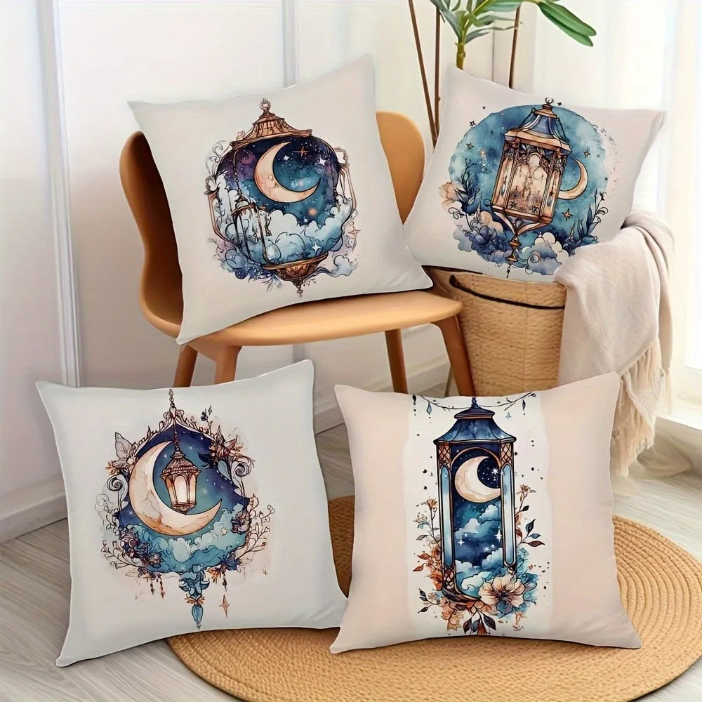 Light Luxury Ramadan Printed Pillowcase Nordic Home Decor Pillowcase Holiday Bedroom Living Room Decor Polyester Cushion Cover