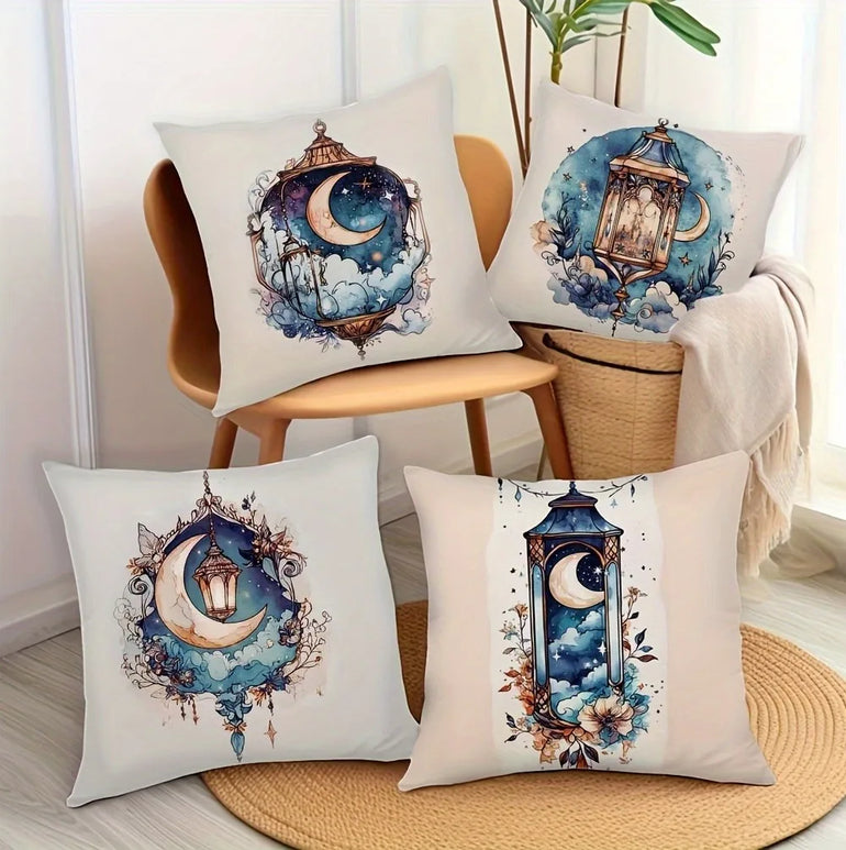 Light Luxury Ramadan Printed Pillowcase Nordic Home Decor Pillowcase Holiday Bedroom Living Room Decor Polyester Cushion Cover