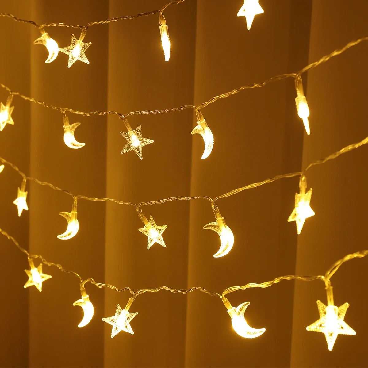 EID Mubarak LED String Lights Islam Muslim Party Moon Star String Lights Ramadan Kareem Decoration 2025 for Home Al-Fitr Gifts