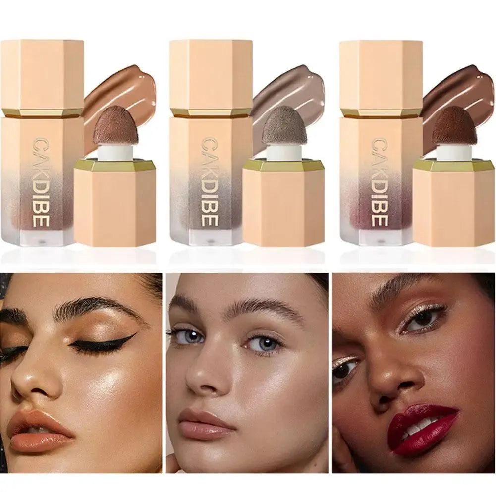 Face Liquid Bronzer Contour Cream with Sponge Waterproof Highlight Shadow Face Cosmetics Foundation Makeup Nose Brighten Fa I5J0