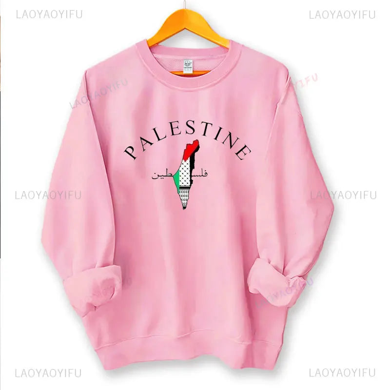 Vintage Printed Palestine Sweatshirt Round Neck Top Pullover For Men Women Casual Streetwear Hoodies New Autumn winter Hoody