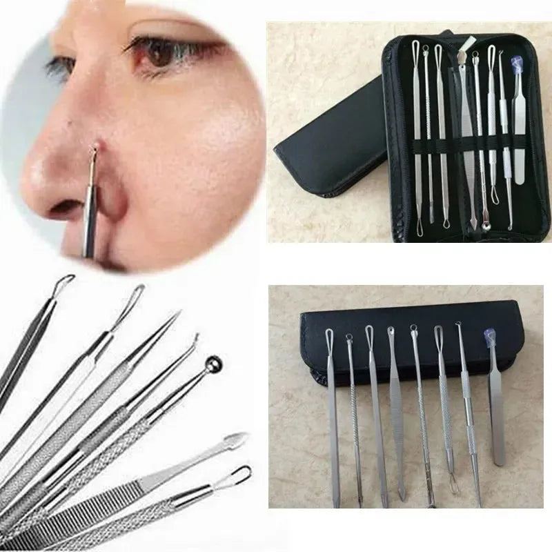 7/8Pcs Stainless Steel Blackhead Remover Tool Set Whitehead Pimple Spot Comedone Acne Extractor Remover Popper Face Tools Kit