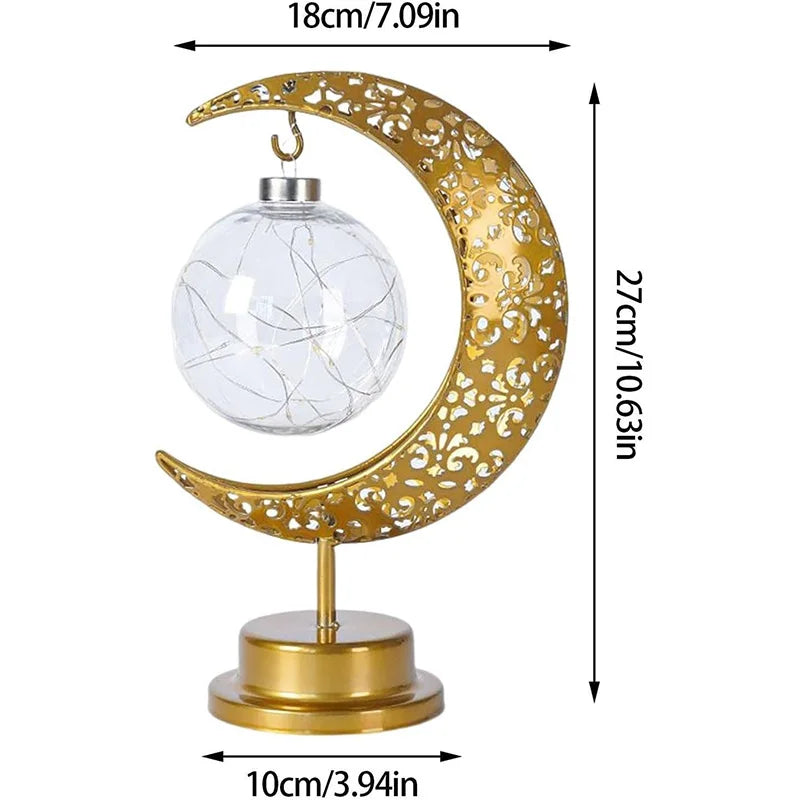 Eid Decoration LED Iron Ramadan Moon Lamp Star Metal Bedroom Table Lamps Night Light Ambient Lighting Muslim Eid