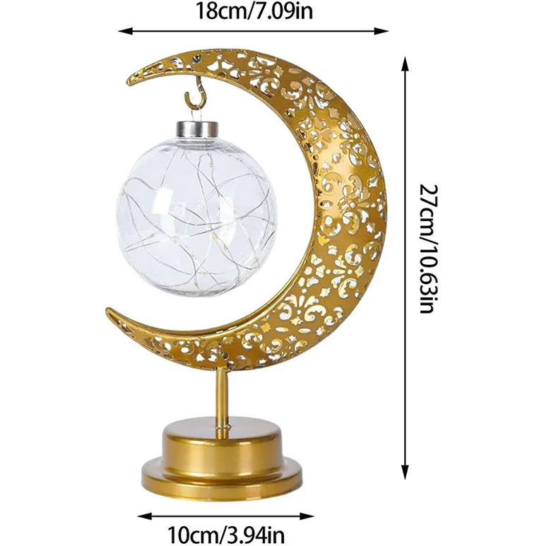 Eid Decoration LED Iron Ramadan Moon Lamp Star Metal Bedroom Table Lamps Night Light Ambient Lighting Muslim Eid