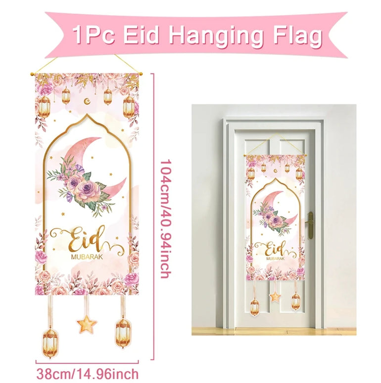 Eid Mubarak Decoration 2025 Hanging Flag Ramadan For Home Door Islamic Muslim Party Decor Ramadan Kareem Banner Eid Al-Fitr Gift