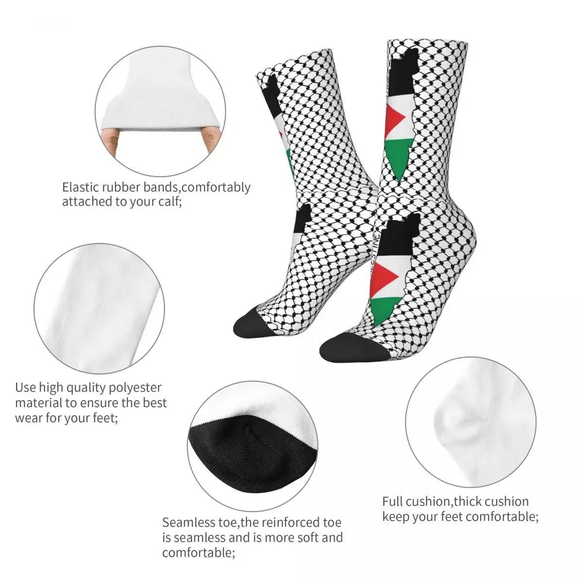 New Male Men Socks Palestine Flag Palestinian Kufiya Hatta Sock Traditional Keffiyeh Pattern Socks Spring Summer Autumn Winter