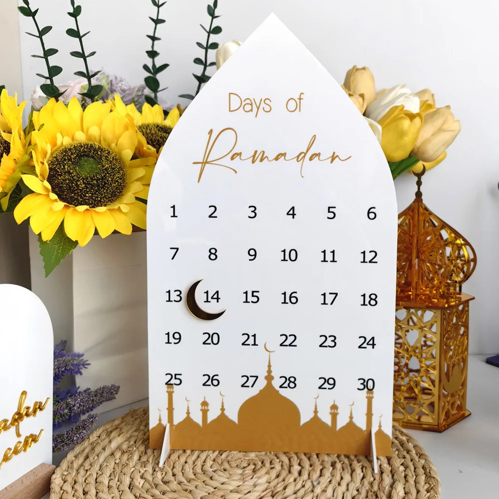 Acrylic Ramadan Countdown Calendar Gifts Day of Ramadan Calendar with Replacing Number 2025 Eid Mubarak Home Decoration Ornament