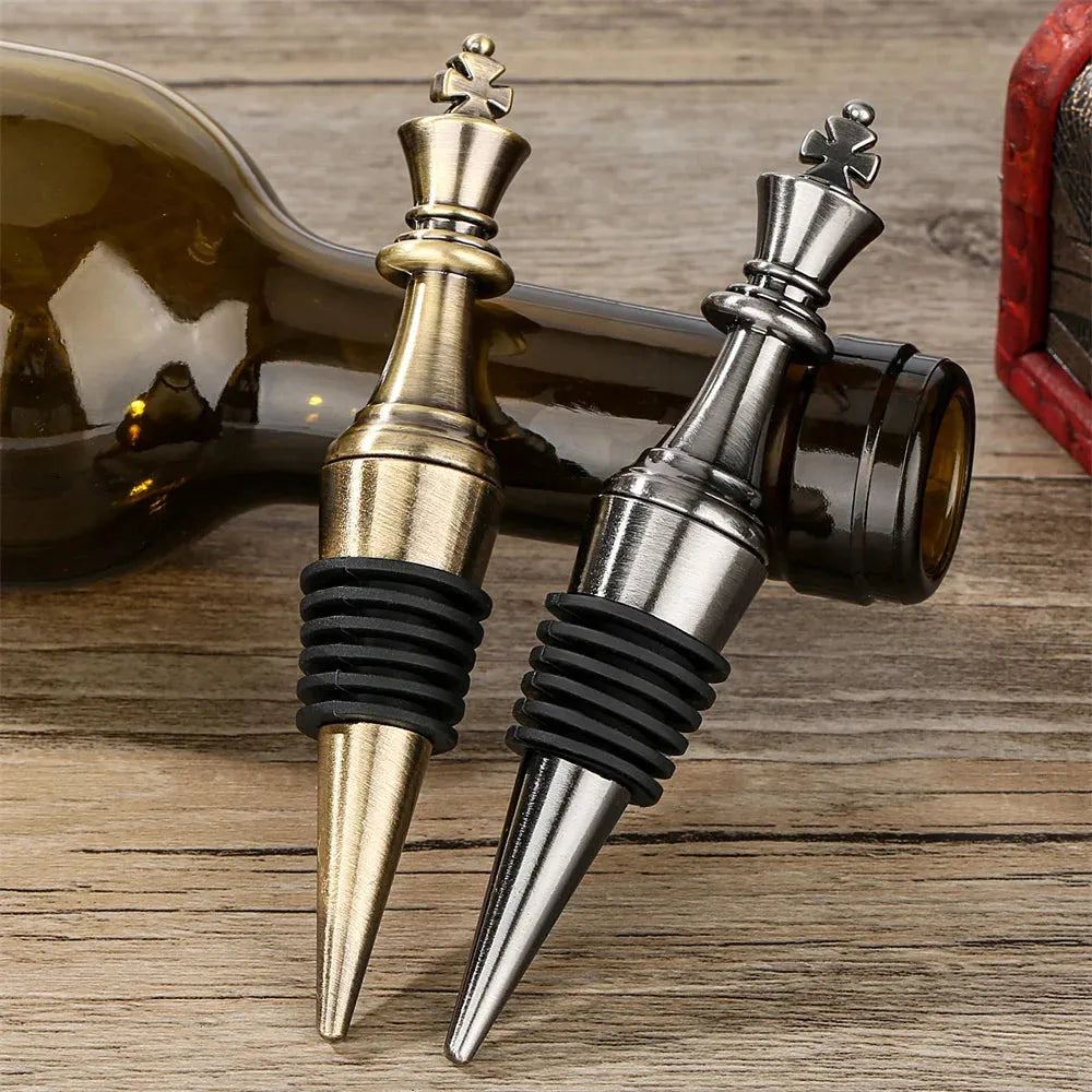 Metal Bottle Stopper Chess King/Queen Design Wine Champagne Saver Stoppers Beer Seal Wine Stoppers Unique Wine Accessory Gift