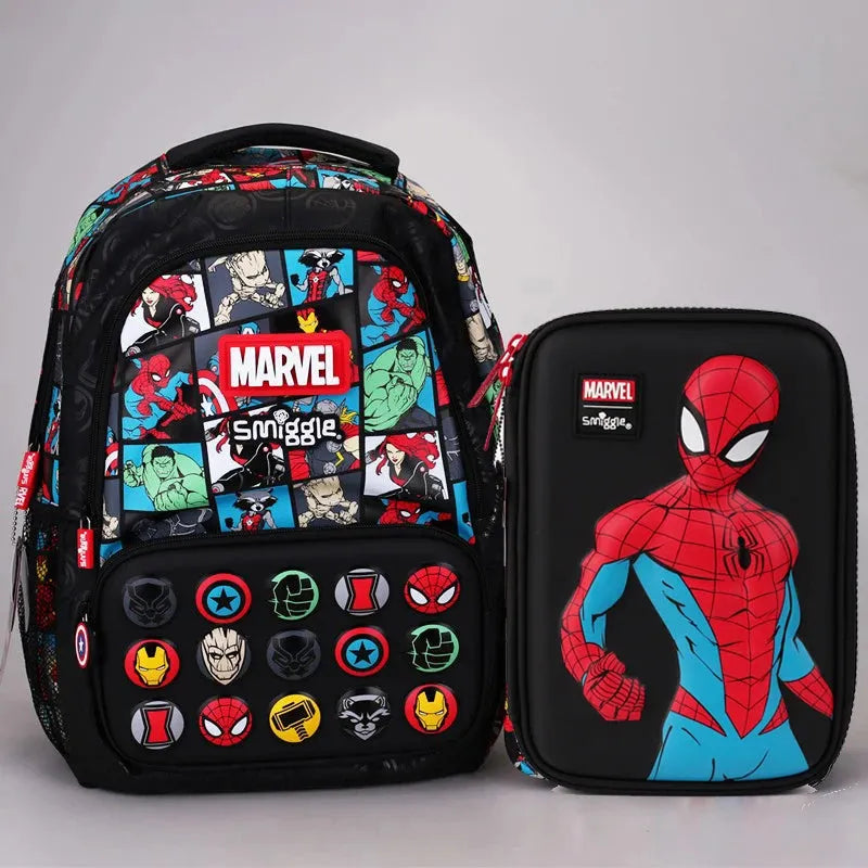 Smiggle Marvel Superhero Spider-Man Children Stationery School Bag Lunch Bag Lunch Box Pencil Box  Water Cup Student Gift