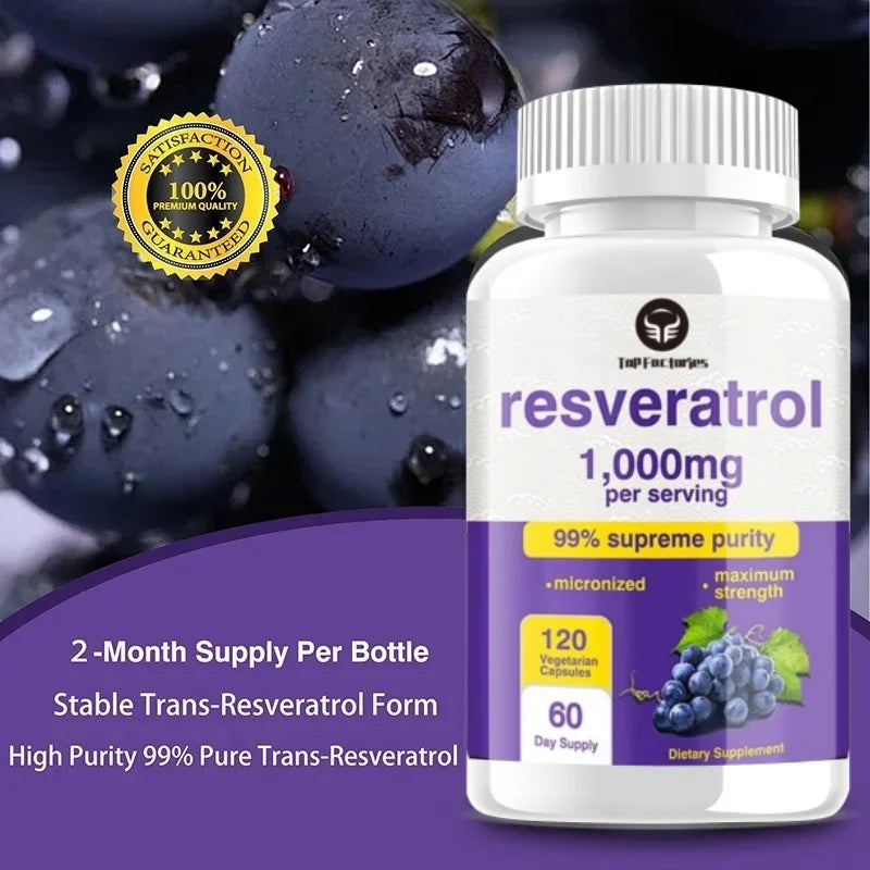 Resveratrol Supplement - Anti-aging, Cardiovascular & Joint Support, Skin