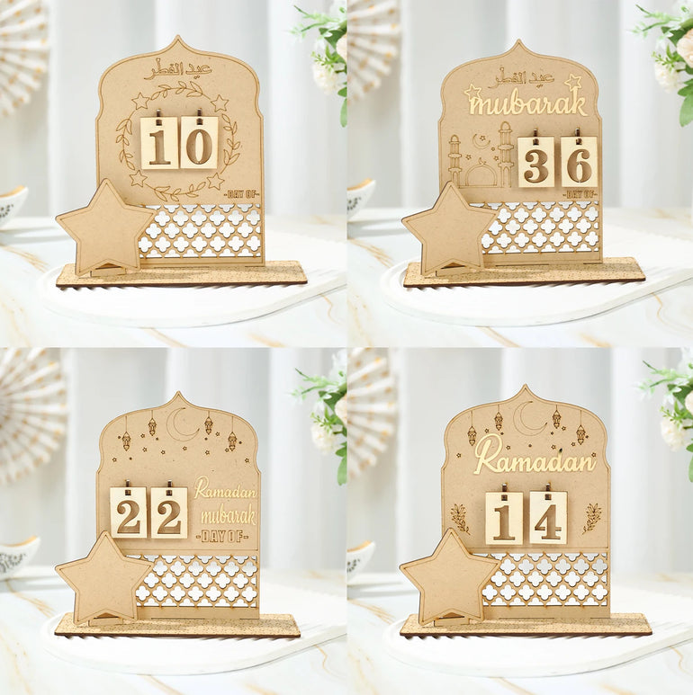 Ramadan Kareem Countdown Calendar Ornament Eid Mubarak Decoration 2025 For Home Muslim Islamic Festival Eid Al-Fitr Party Favors