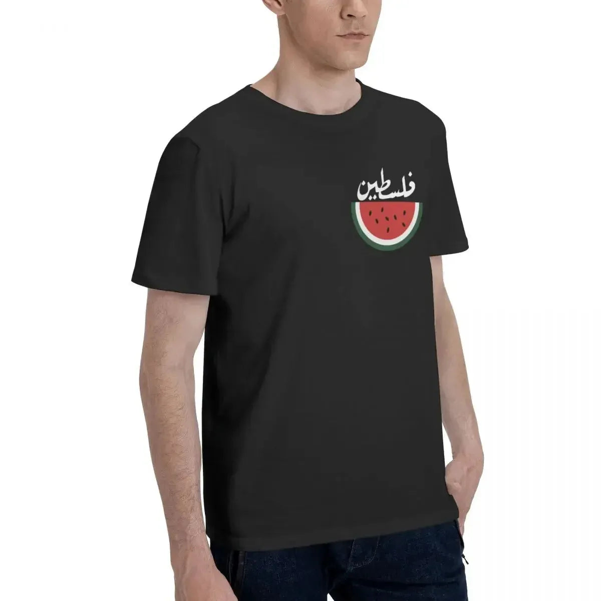 Palestine Watermelon Palestinian T-Shirts for Men Novelty Cotton Tee Shirt Round Neck Short Sleeve T Shirts Gift Idea Tops