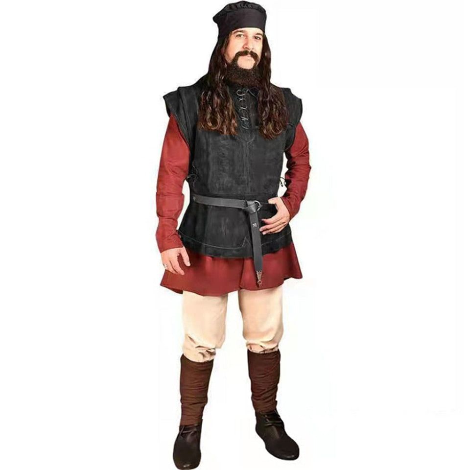 Cosplay Men'S Halloween Costume For Role-Playing Games Adult Clothing Party Dress Pirate Hunter Medieval European Viking Outfit