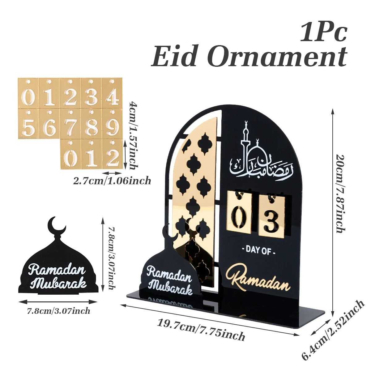 Acrylic Ramadan Countdown Calendar Ornaments Gifts Eid Mubarak Ramadan Decor For Home 2025 Kareem Islamic Muslim Party Supplies