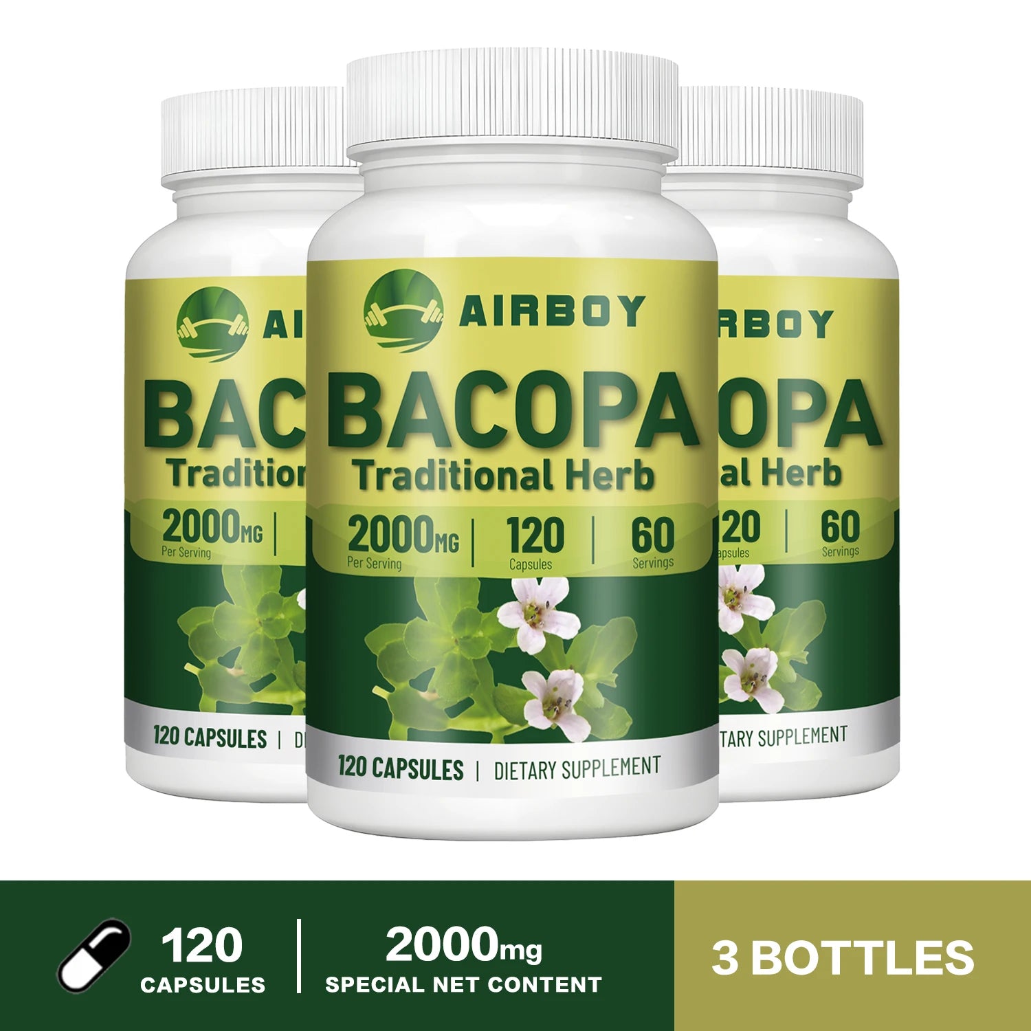 Bacopa Monnieri Extract - Boosts Brain Health Supports Performance Cognition and Focus Enhances Energy and Stamina