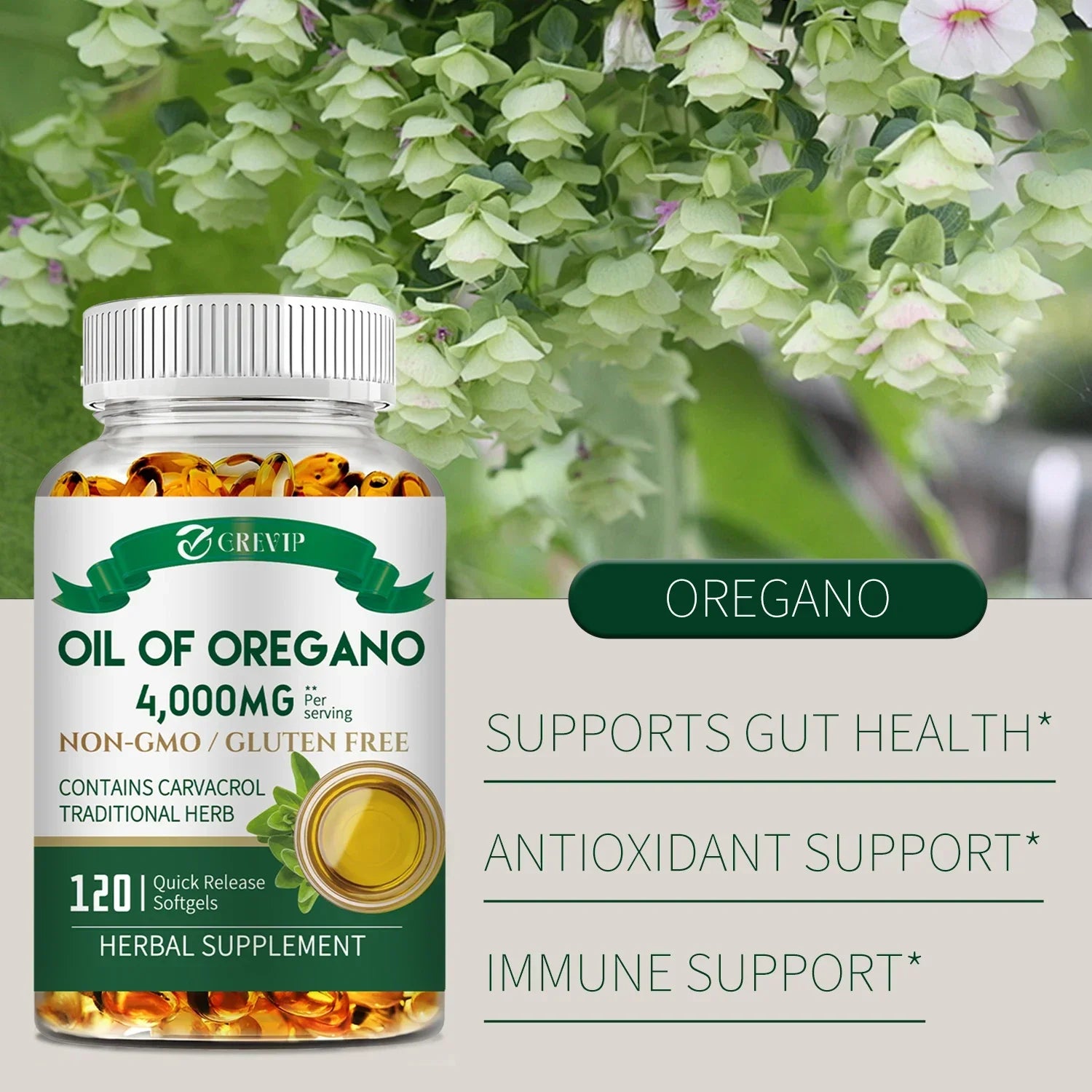 Oil of Oregano 4000mg - Relieves Bloating and Flatulence, Boosts Immunity