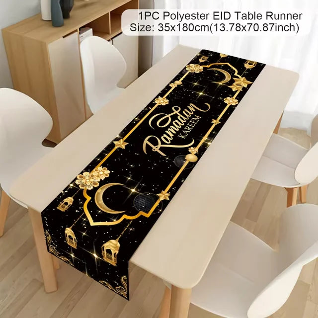 Ramadan Kareem Table Runner Eid Mubarak Decor 2025 for Home Ramadan Mubarak Islamic Muslim Party Eid Al-Fitr Gifts Ramadan Decor