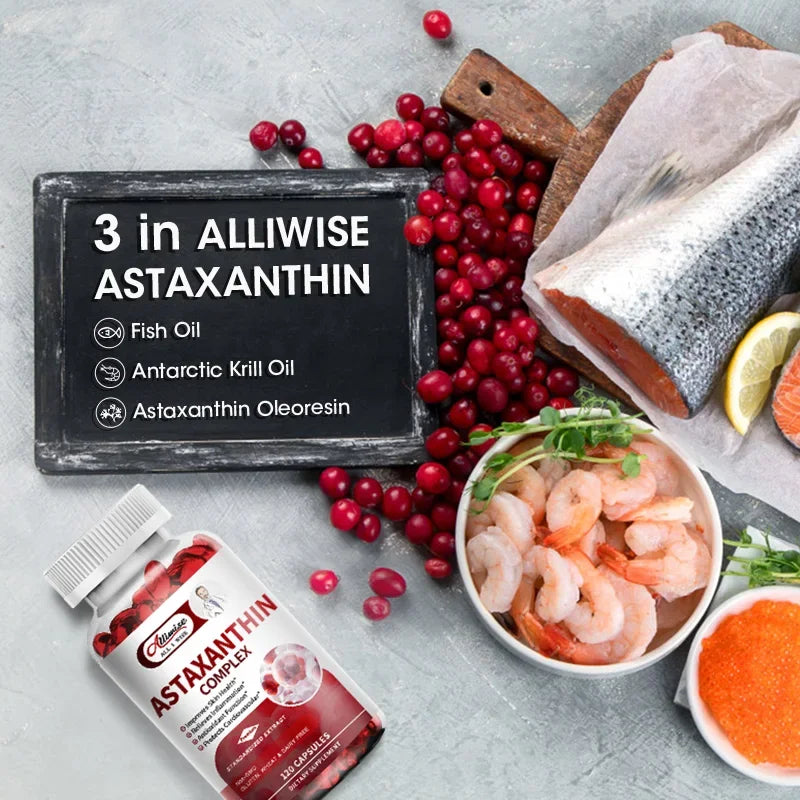 Alliwise Astaxanthin Capsules Promotes Cardiovascular Health, Improves Blood Circulation, Boost Energy Accelerates Metabolism