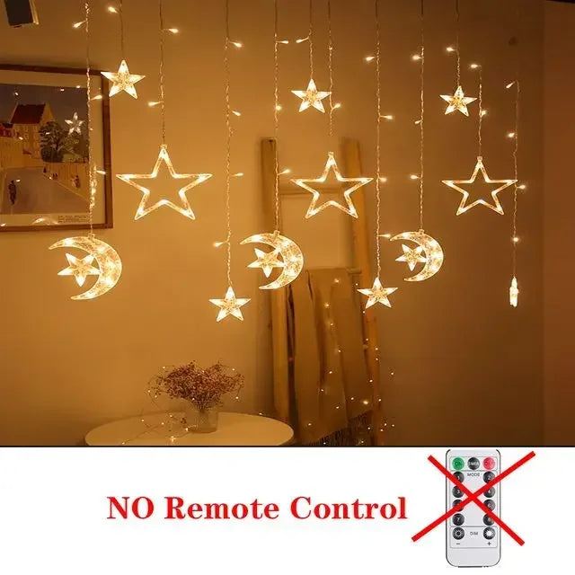 Star Moon Led Curtain Garland String Light EID Mubarak Ramadan Decoration for Christmas Home 2025 Islam Muslim E