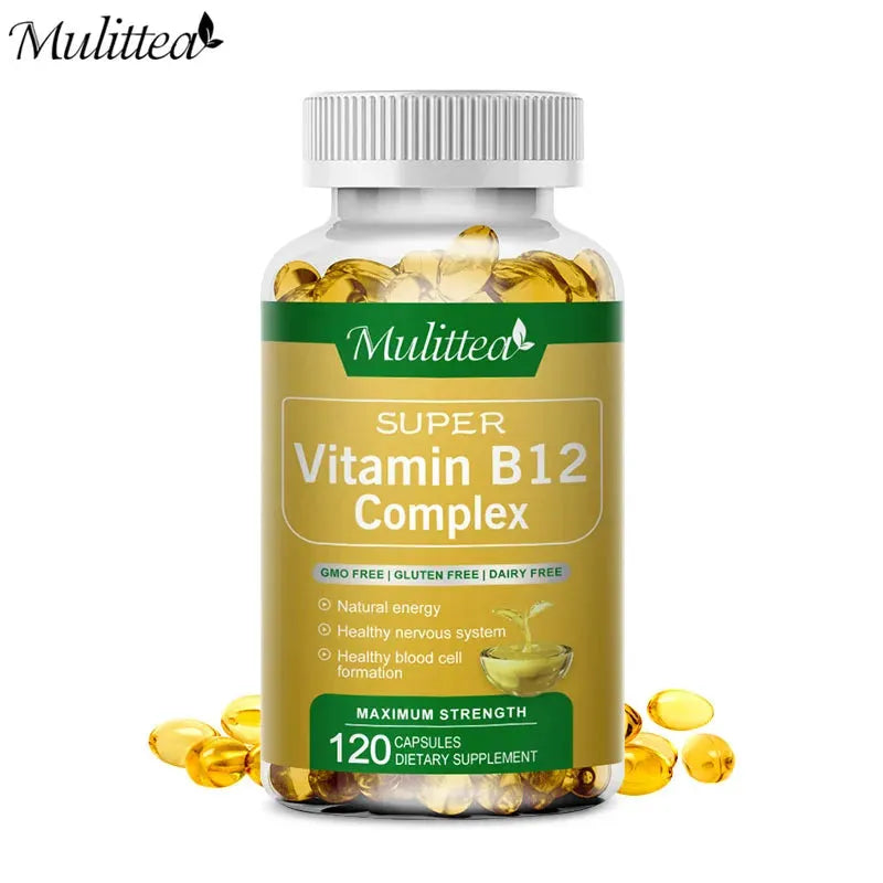 Mulittea B-Complex Vitamin Supplements (B12 B1 B2 B3 B5 B6 B9 )Daily Nutrition and Health Helper