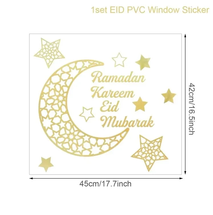 Eid Mubarak Wall Window Stickers Ramadan Decorations for Home 2025 Ramadan Kareem Islamic Muslim Party Decor Eid Mubarak Gifts