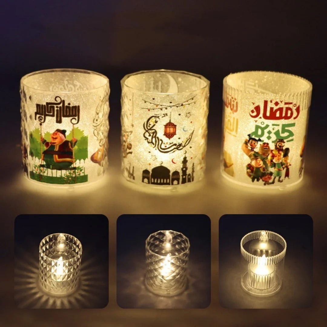 3Pcs Ramadan Kareem Led Candle Light Eid Mubarak Decor for Home Islamic Muslim Party Favors Supply Eid Al-Fitr Ornaments Lantern