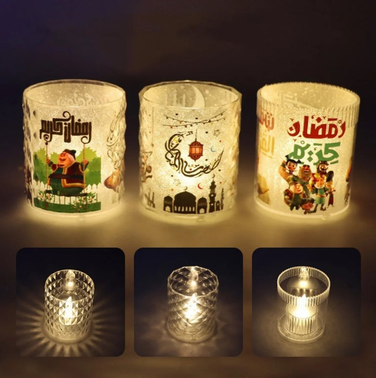 3Pcs Ramadan Kareem Led Candle Light Eid Mubarak Decor for Home Islamic Muslim Party Favors Supply Eid Al-Fitr Ornaments Lantern