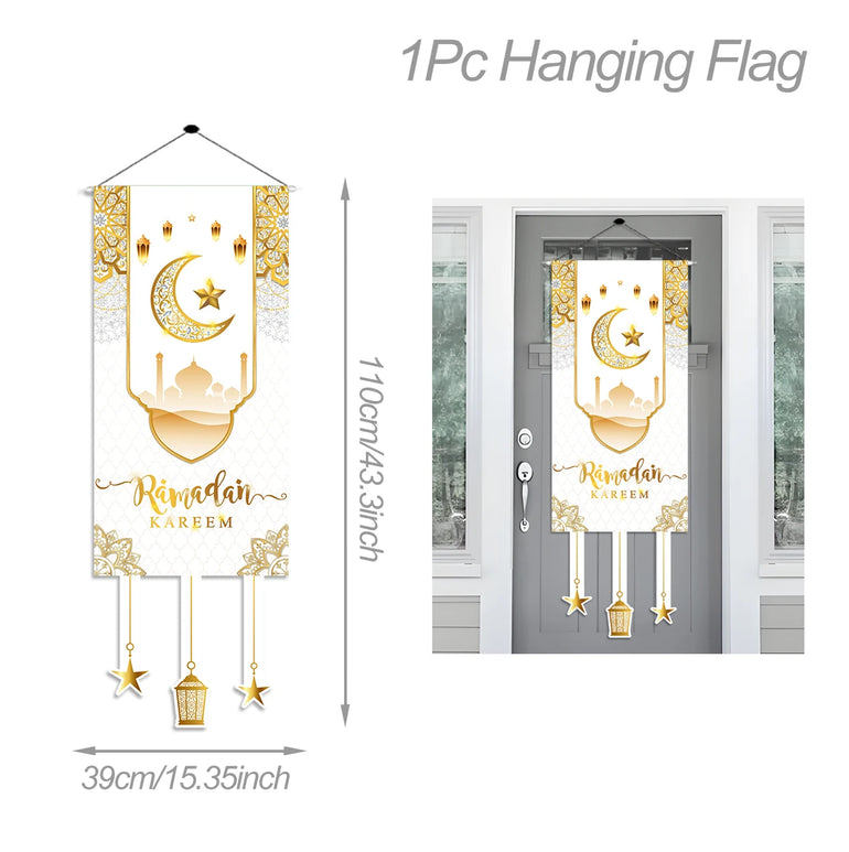 Eid Mubarak Decoration 2025 Hanging Flag Ramadan For Home Door Islamic Muslim Party Decor Ramadan Kareem Banner Eid Al-Fitr Gift