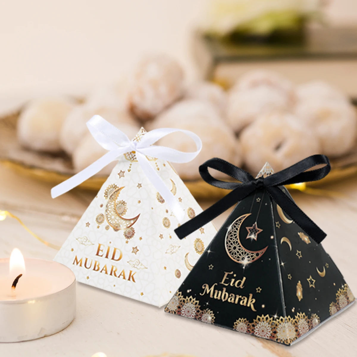 EID Mubarak Decor Triangle Candy Boxes Ramadan Decor 2025 Gift Box Ramadan Kareem Islamic Muslim Party Eid Al Adha Gifts