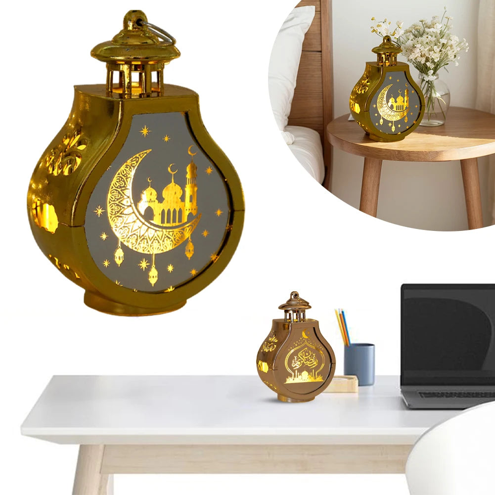 Ramadan Decorative Lantern Battery Powered Islamic Night Light Ramadan Kareem Lantern Islamic Muslim Party Decoration