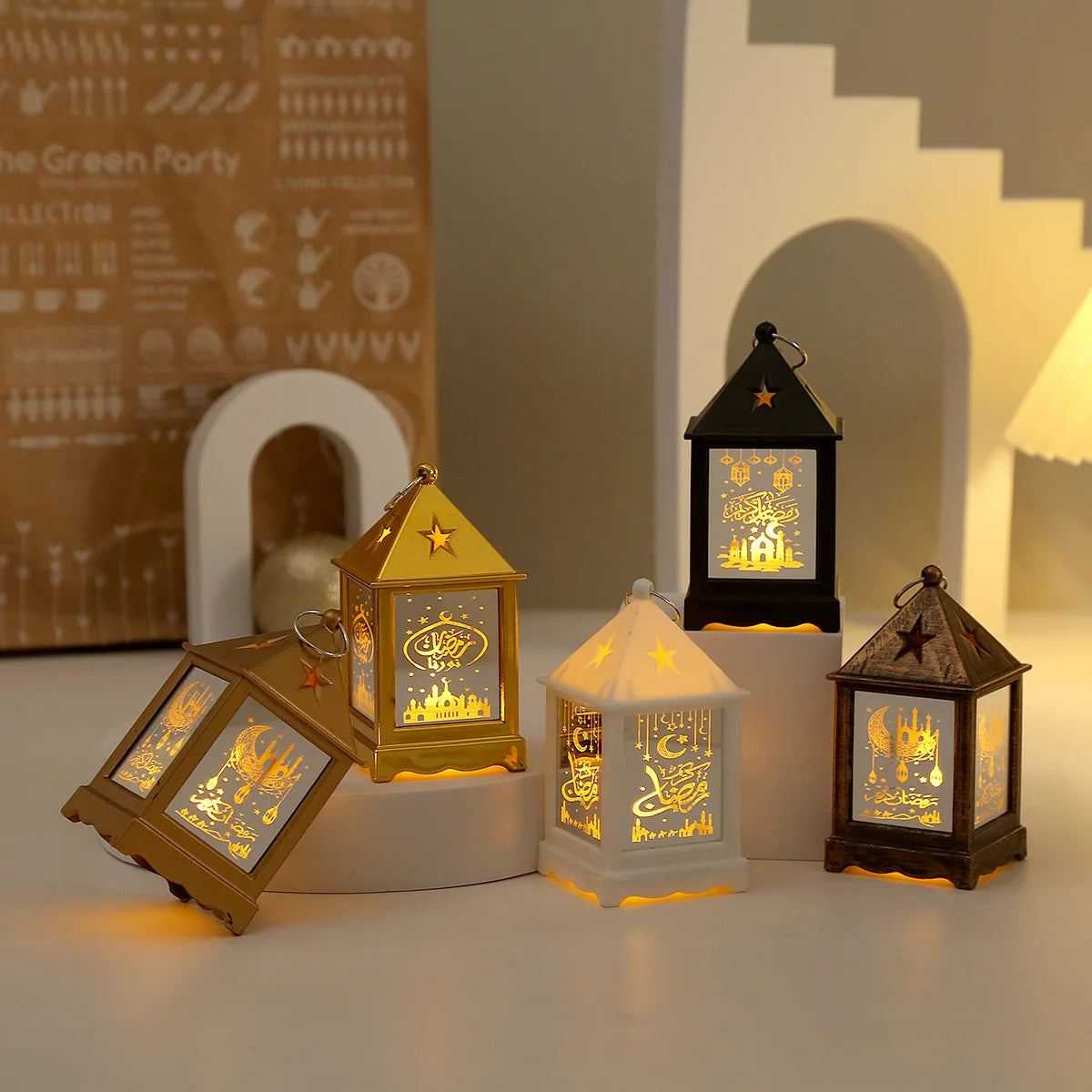 Eid Mubarak LED Lantern Creative Night Light Lamp Ramadan Kareem Decorations 2025 Muslim Ramadan Festival Lantern For Party