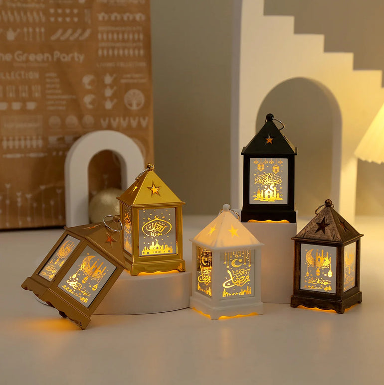 Eid Mubarak LED Lantern Creative Night Light Lamp Ramadan Kareem Decorations 2025 Muslim Ramadan Festival Lantern For Party