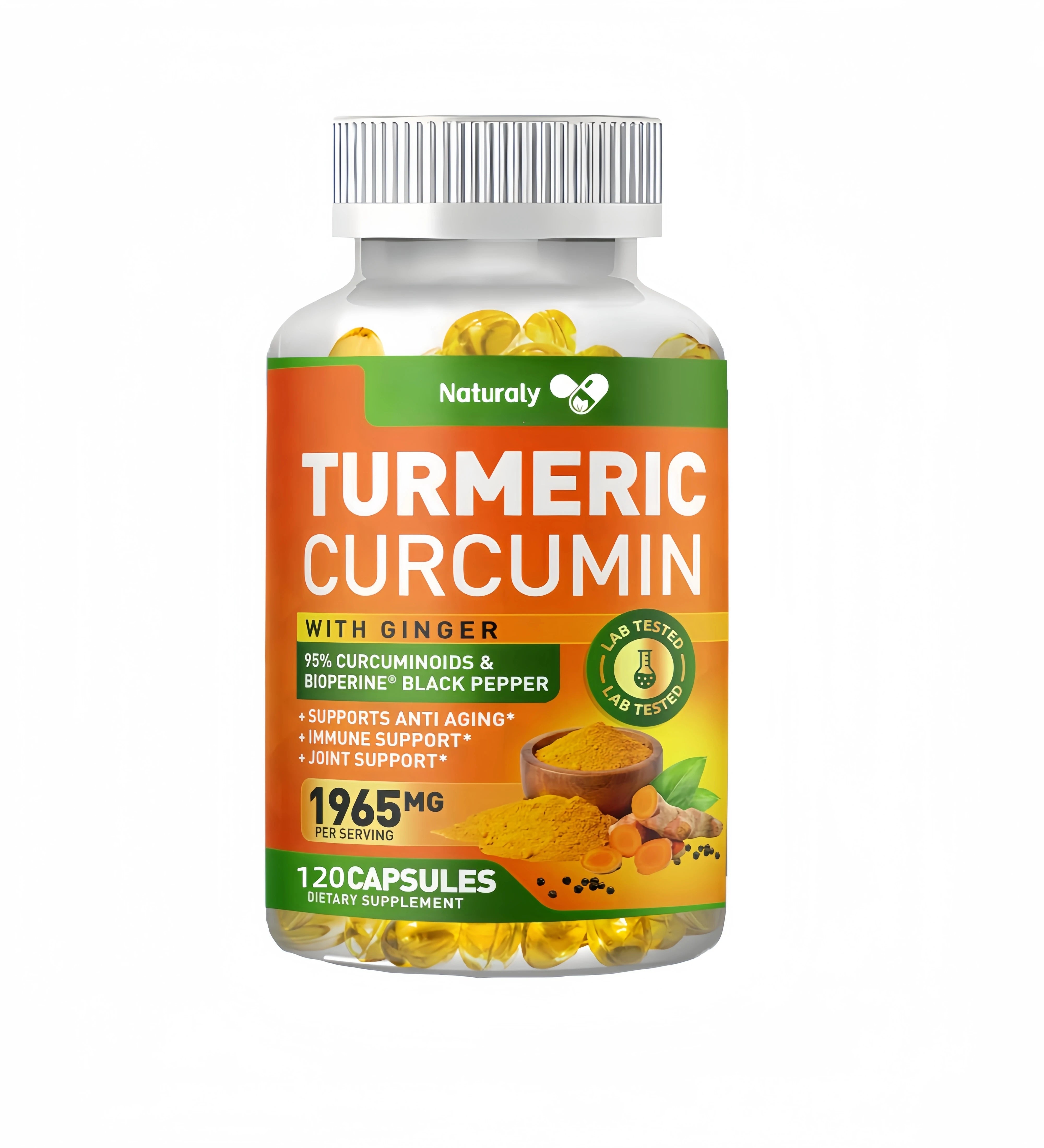 Organic Triple Strength Turmeric Capsules with95% Curcuminoids Joint & Healthy Inflammation Support