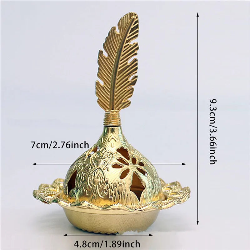 2024 Muslim Eid Mubarak Star Moon Mini Portable Golden Incense Tower Ornaments Ramadan Decor for Home Ramadan Kareem Party Decor