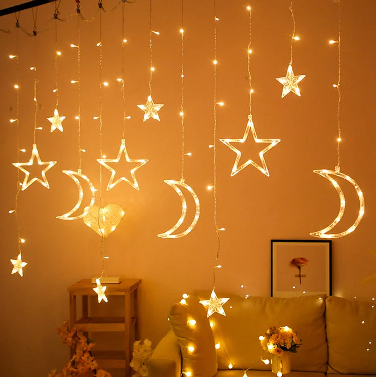 Star Moon Led Curtain Garland String Light EID Mubarak Ramadan Decorations for Home 2023 Islam Muslim Event Party Supplies Decor