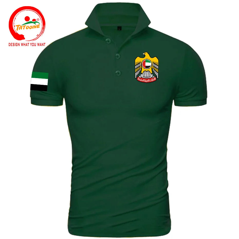 United Arab Emirates ARE UAE Emirati Polo Shirts Men Fashion 100% Cotton Polo Shirt Classic Country Flag Design Nation Team Tops