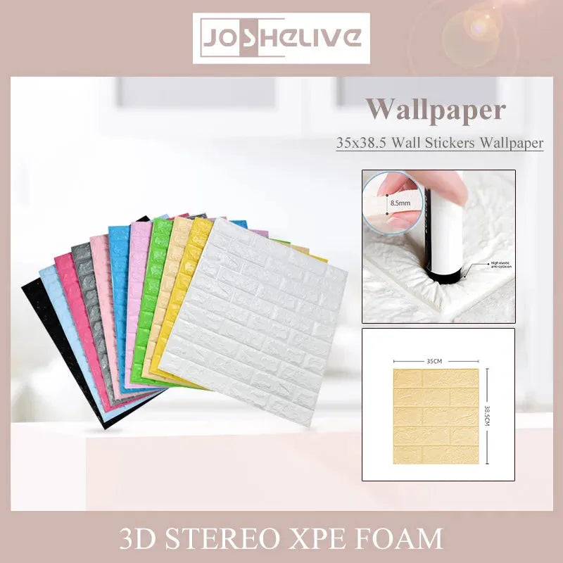 Self-Adhesive Wallpaper 38*35cm*3/5m Continuous Waterproof Brick Wall Stickers Living Room Bedroom Children's Room Home Decor